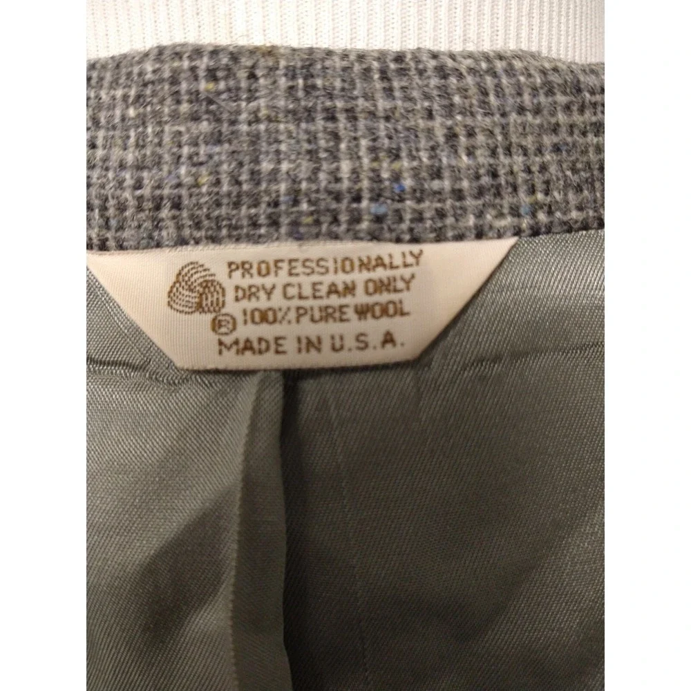 Hunt Valley Vintage Men's 44R Tweed Elbow Patches Gray Wool Blazer Jacket Coat